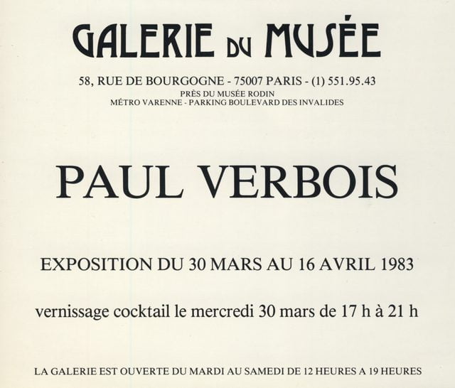 Paul Verbois Invitation Galerie du Musée