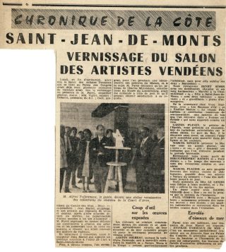 Paul Verbois Vernissage salon artiste vendéens août 1963