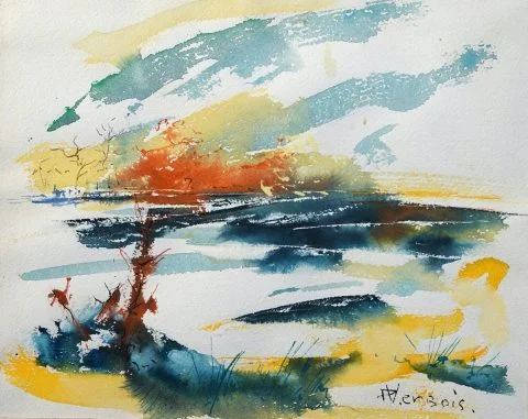 Paul-Verbois-aquarelle-marais-abstrait