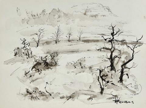 Paul-Verbois-encre-d&rsquo;arbre-en-hiver