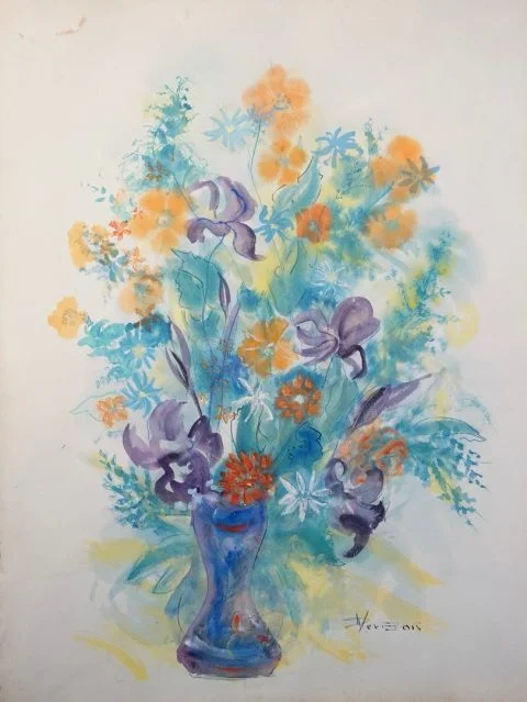 Paul-Verbois-fleurs-Iris-cosmos