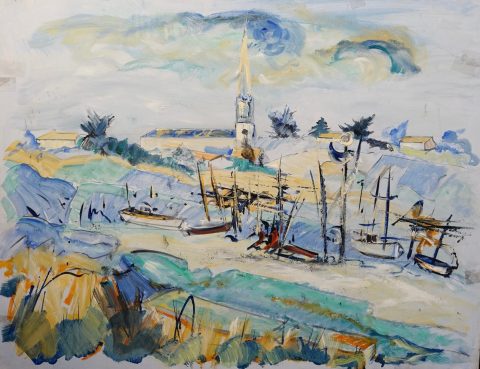 Paul-Verbois-gouache-port-rétais