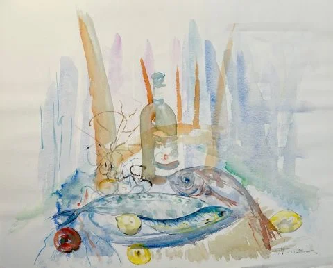 Paul-Verbois-nature-morte-aux-poissons