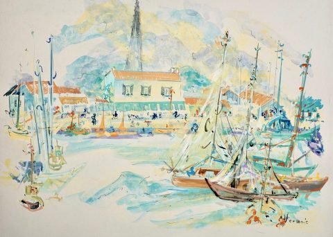 Paul-Verbois-port-de-la-flote-gouache