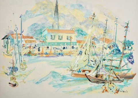 Paul-Verbois-port-de-la-flote-gouache
